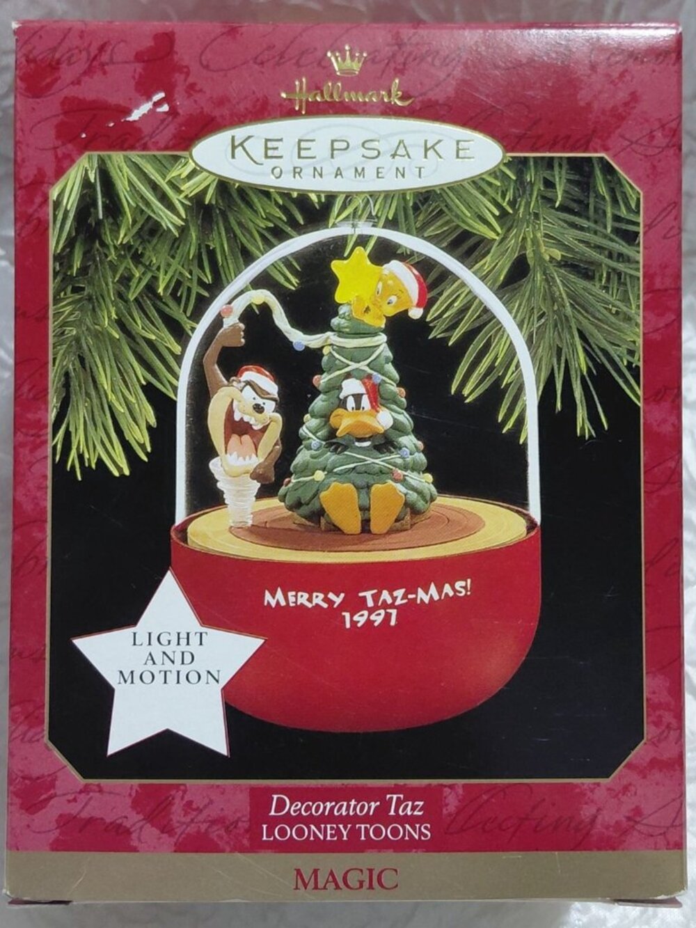 Hallmark Keepsake Ornament Taz Merry Taz-Mas Looney Tunes Light & Motion NOB